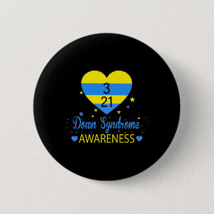 World Down Syndrome Awareness March 21 Yellow Blue 6 Cm Round Badge