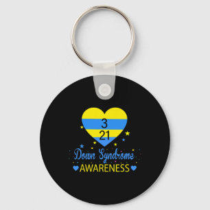 World Down Syndrome Awareness March 21 Yellow Blue Key Ring