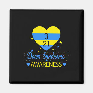World Down Syndrome Awareness March 21 Yellow Blue Magnet