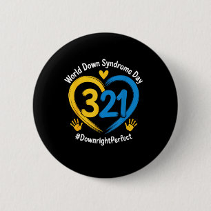 World Down Syndrome Day 321 Awareness Support Men 6 Cm Round Badge