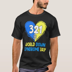 World Down Syndrome Day 3 21 Blue Yellow Heart T-Shirt