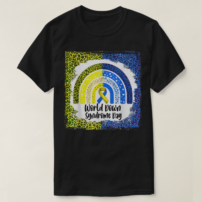 World Down Syndrome Day Awareness Bleached Rainbow T-Shirt (Design Front)