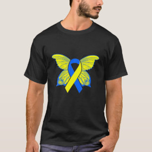 World Down Syndrome Day Awareness Butterfly Rock Y T-Shirt