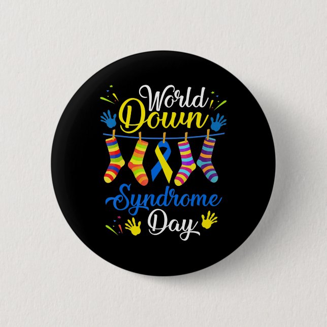 World Down Syndrome Day Awareness Socks  21 March  6 Cm Round Badge (Front)