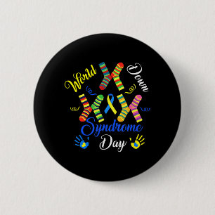 World Down Syndrome Day Awareness Socks Down Right 6 Cm Round Badge