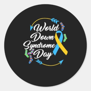 World Down Syndrome Day Awareness Socks Down Right Classic Round Sticker