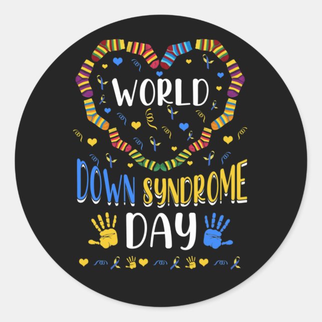 World Down Syndrome Day Awareness Socks Down Right Classic Round Sticker (Front)