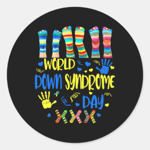 World Down Syndrome Day Awareness Socks Down Right Classic Round Sticker