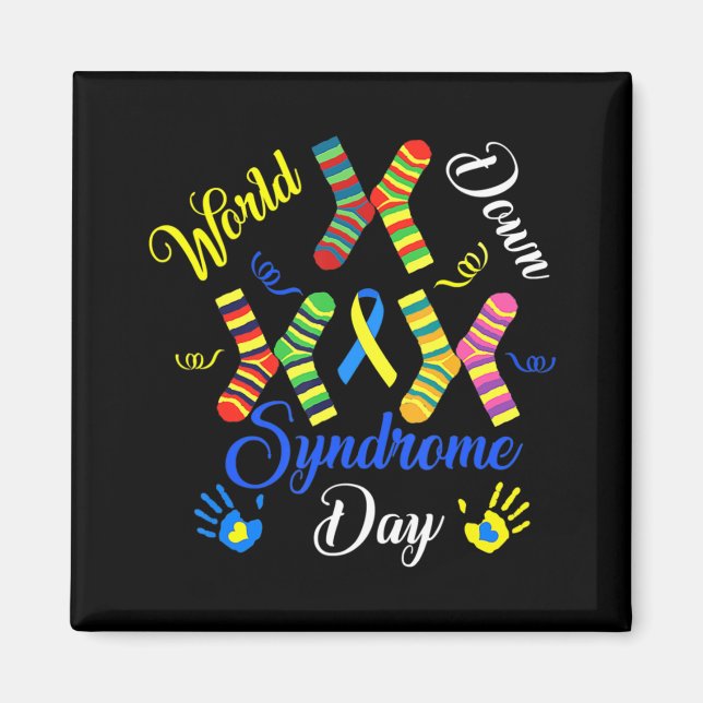 World Down Syndrome Day Awareness Socks Down Right Magnet (Front)