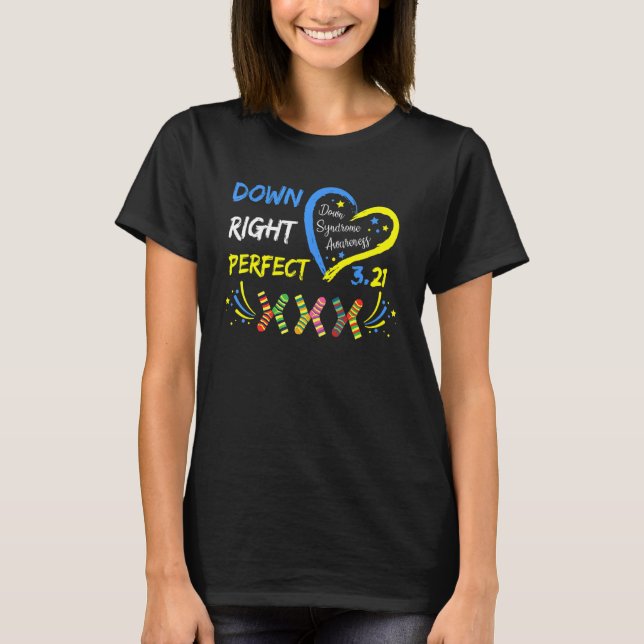 World Down Syndrome Day Awareness Socks Down Right T-Shirt (Front)