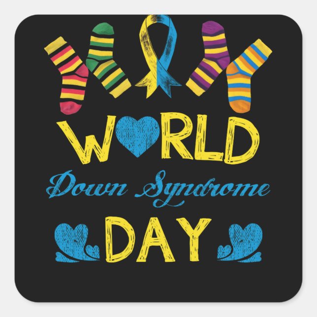 World Down Syndrome Day Awareness Socks Square Sticker (Front)