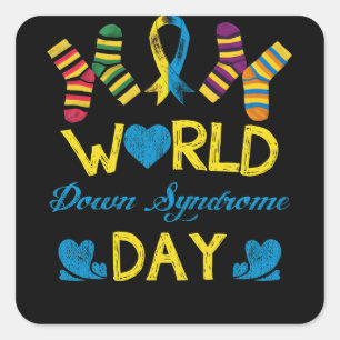 World Down Syndrome Day Awareness Socks Square Sticker