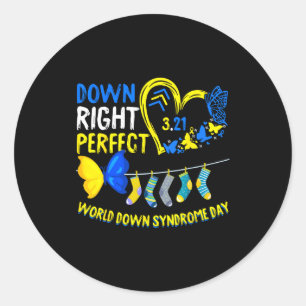 World down syndrome day march 21 down right perfec classic round sticker