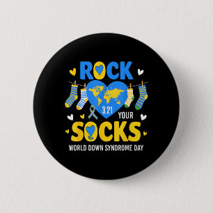 World Down Syndrome Day Rock Socks Awareness 6 Cm Round Badge