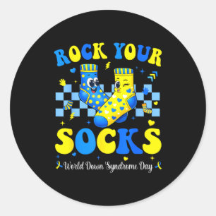 World down syndrome day rock socks awareness classic round sticker