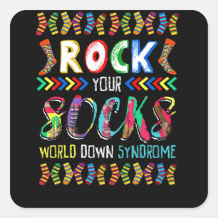 World Down Syndrome Day Rock Socks Awareness Square Sticker