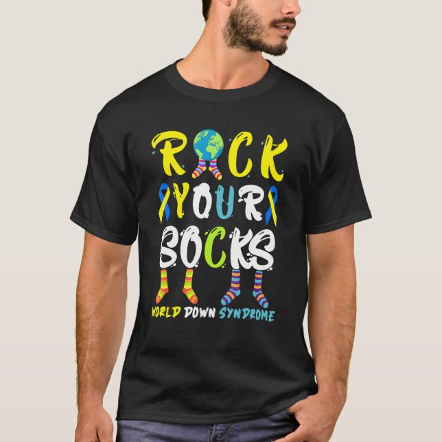World Down Syndrome Day Rock Your Shocks Awareness T-Shirt (Front)