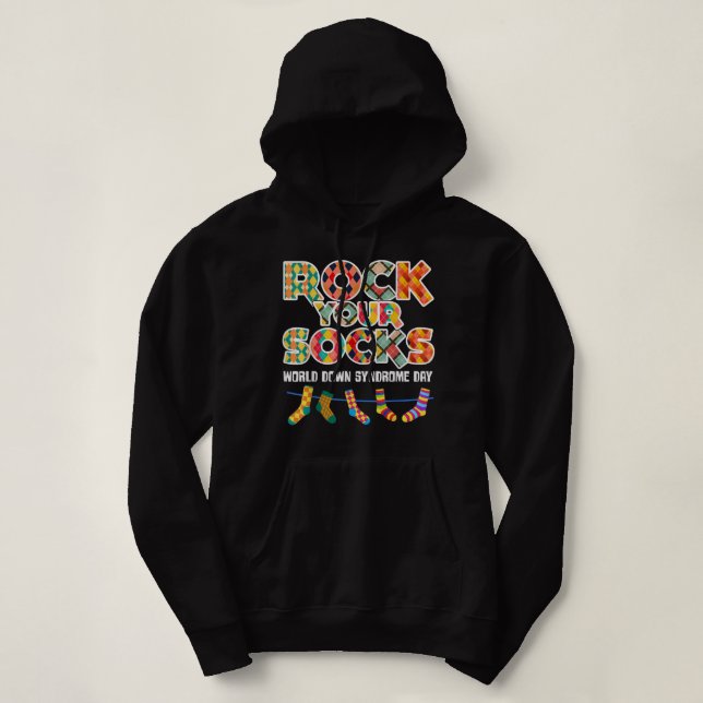 World Down Syndrome Day Rock Your Socks Awareness Hoodie (Design Front)