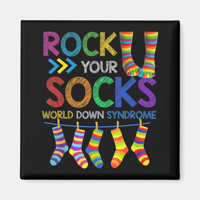World Down Syndrome Day  Rock Your Socks Awareness Magnet (Front)