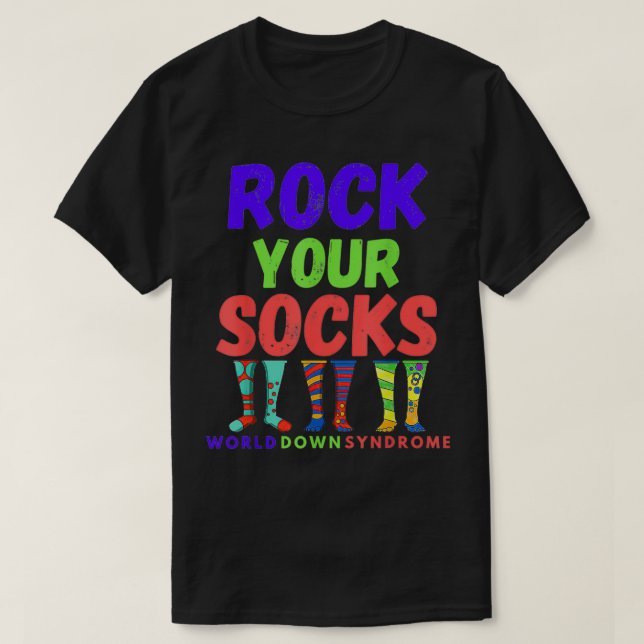 World Down Syndrome Day Rock Your Socks Awareness  T-Shirt (Design Front)