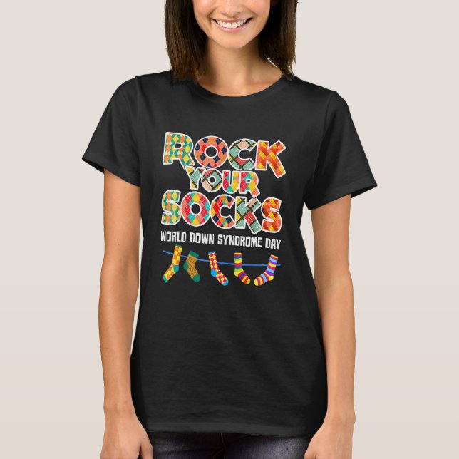 World Down Syndrome Day Rock Your Socks Awareness  T-Shirt (Front)