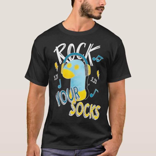 World Down Syndrome Day Rock Your Socks Kid Awaren T-Shirt (Front)