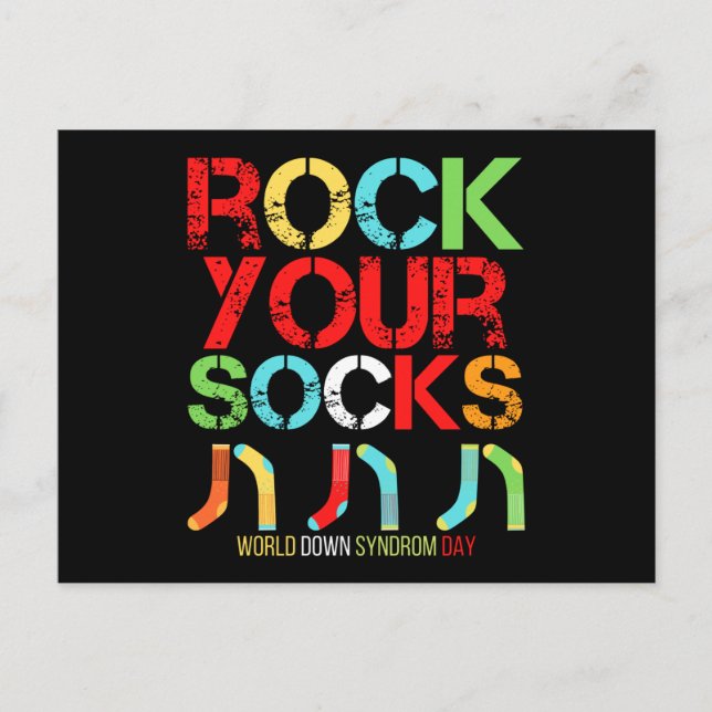 World Down Syndrome Day Rock Your Socks Postcard (Front)