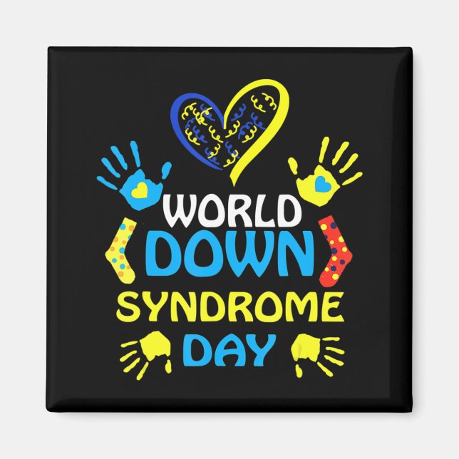 World Down Syndrome Day  Support and Awareness 3.2 Magnet (Front)