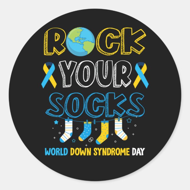 World Down Syndrome Day T Shirt Rock Your Socks Aw Classic Round Sticker (Front)