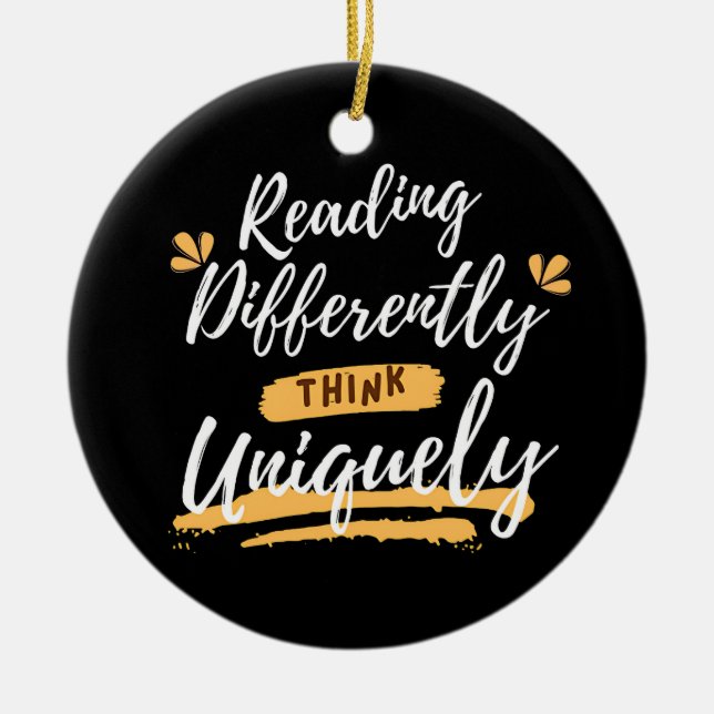 world dyslexia awareness  ceramic tree decoration (Front)