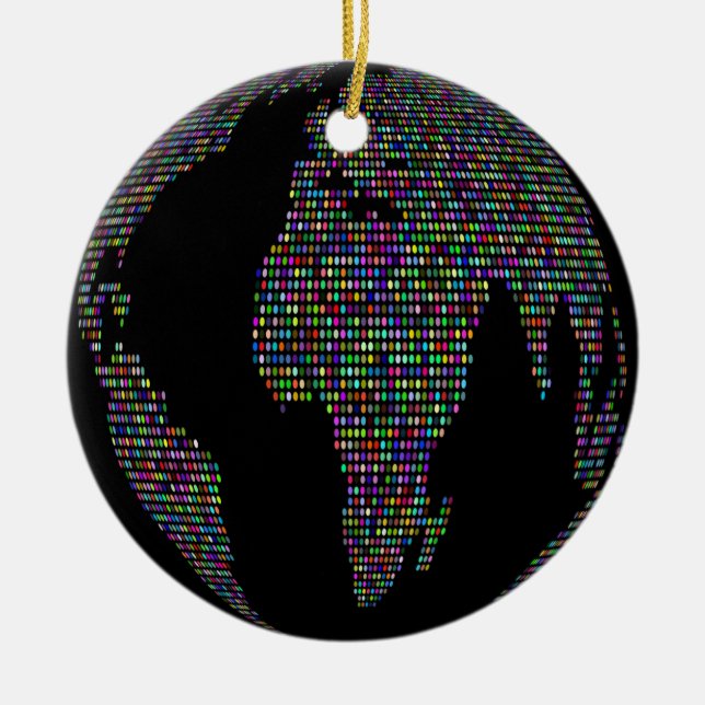 world earth planet globe map ceramic tree decoration (Front)
