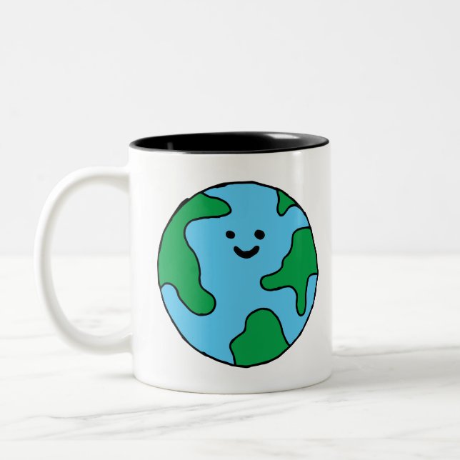 World Ecofriendly Icon Happy Earth Clipart Ecofrie Two-Tone Coffee Mug (Left)