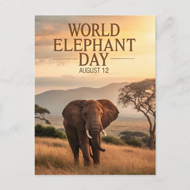 World Elephant Day African Savanna Art Postcard (Front)