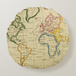 World engraved map round cushion