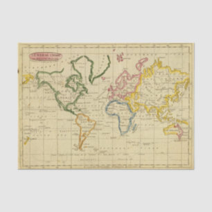 World engraved map tissue paper