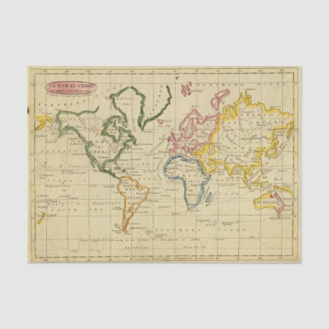 World engraved map tissue paper (Front)
