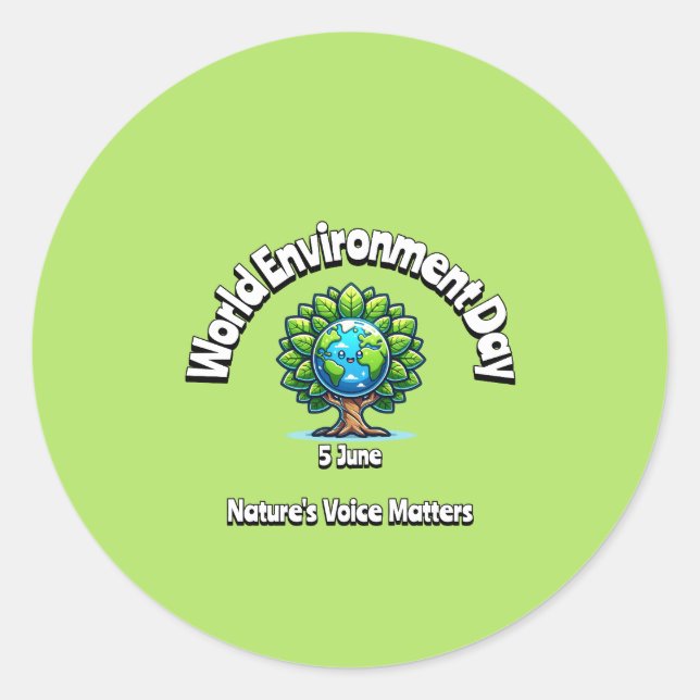 World Environment Day. 5 June Classic Round Sticker (Front)