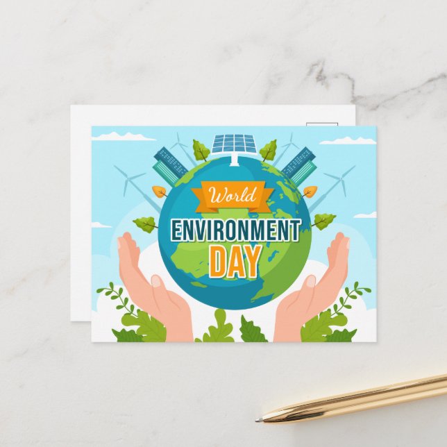 World Environment Day 5 June Planet in our Hands Postcard (Front/Back In Situ)