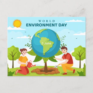 World Environment Day Custom Text Planet Trees Postcard