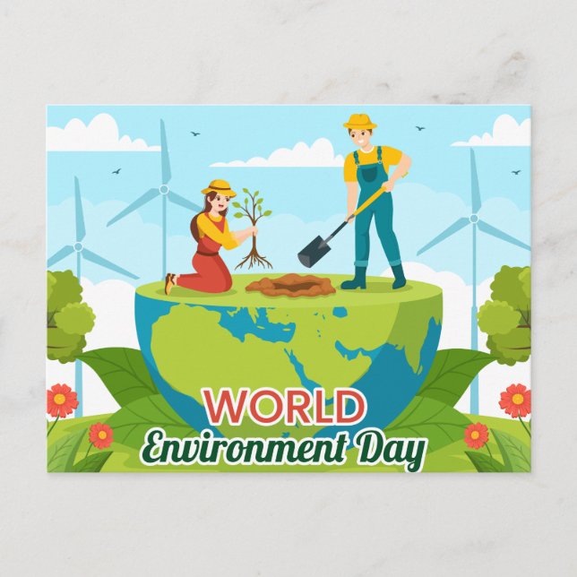  World Environment Day Custom Text Plant Trees Postcard (Front)
