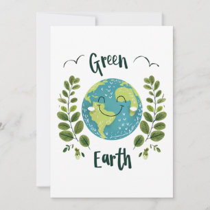 World Environment - Smiling Earth with Green Earth Holiday Card