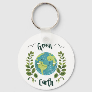 World Environment - Smiling Earth with Green Earth Key Ring