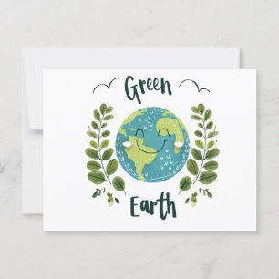 World Environment - Smiling Earth with Green Earth Postcard