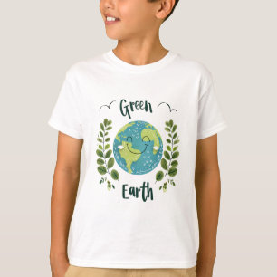 World Environment - Smiling Earth with Green Earth T-Shirt