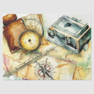 "World Expedition Chic: Maps & Travel" Tissue Paper