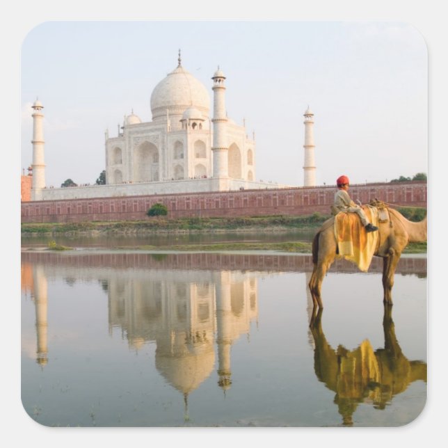 World famous Taj Mahal temple burial site at Square Sticker (Front)