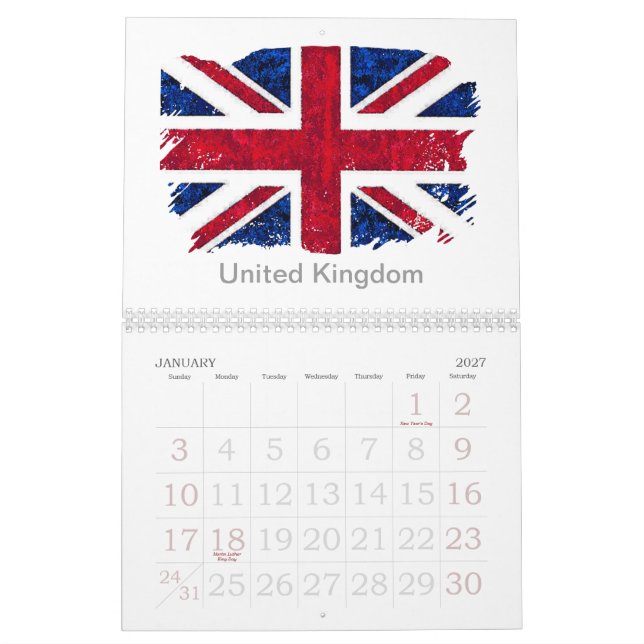 WORLD FLAGS 2013 Calendar (Jan 2027)