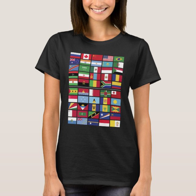 World Flags 25 Largest & 25 Smallest Countries By  T-Shirt (Front)
