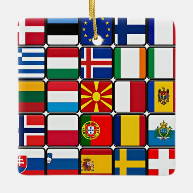 World Flags Ceramic Ornament (Front)