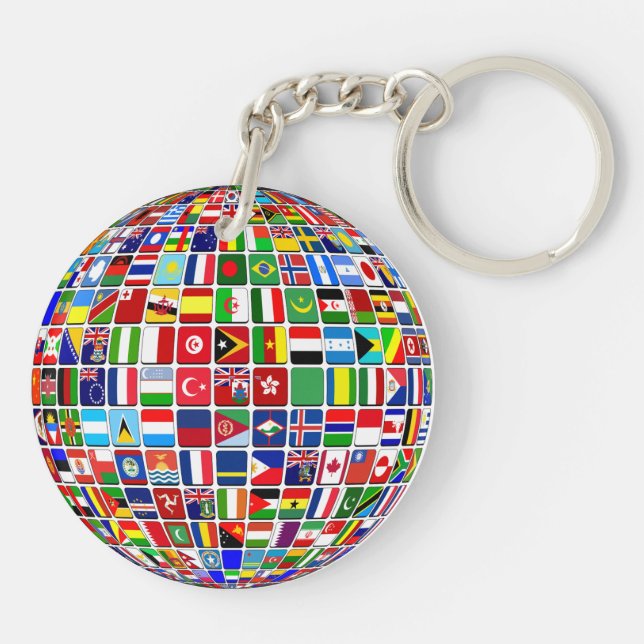 World Flags Globe, International, Key Ring (Back)